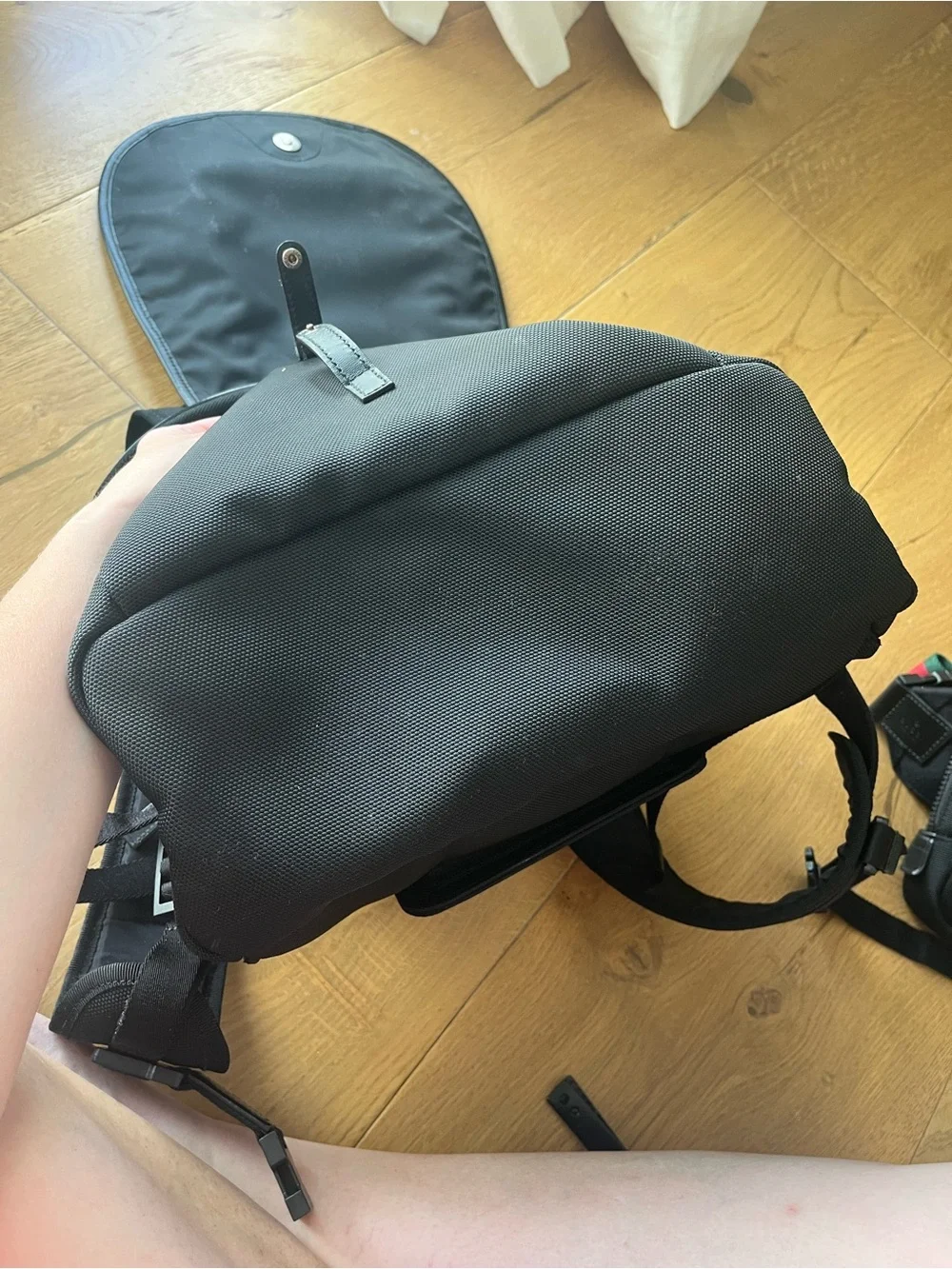 Gucci black canvas backpack with removable belt bag /fanny pack